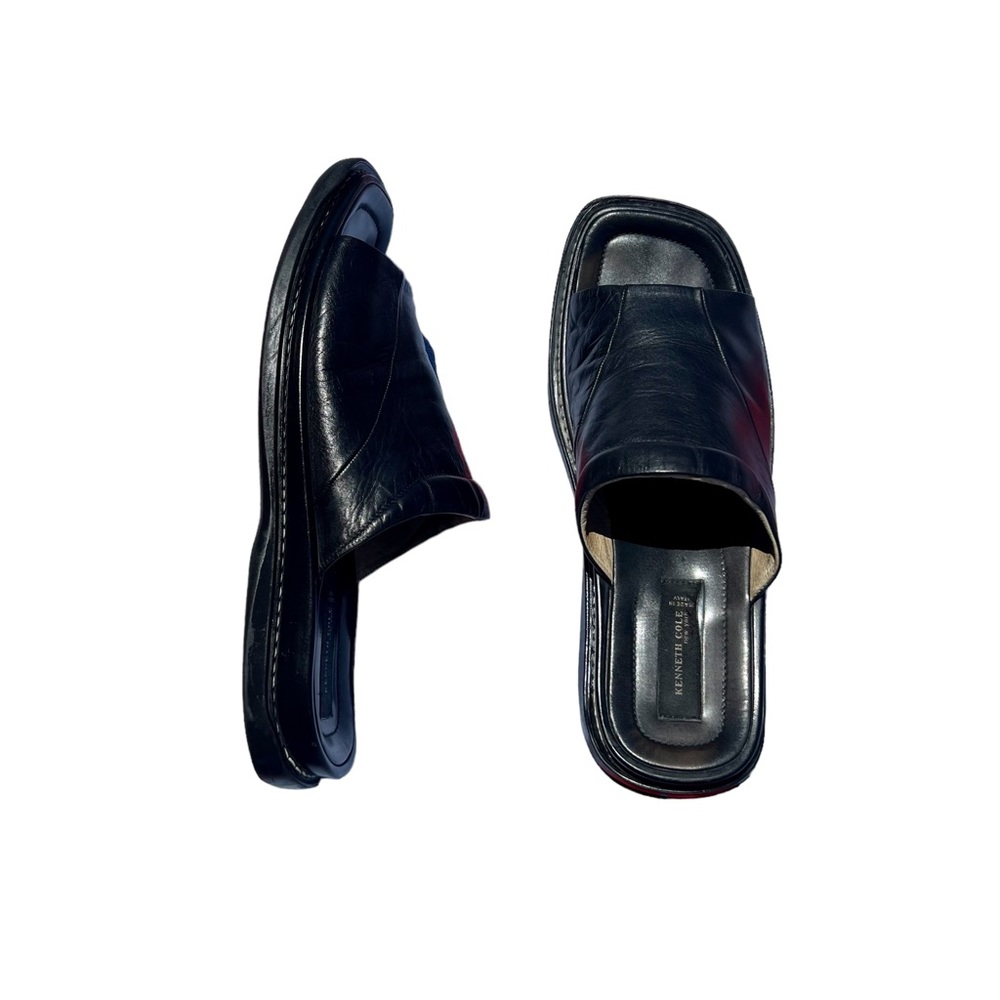 Mens size 13 Black leather Kenneth Cole slip on sandal/beach/boho/slides